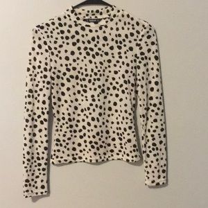 Shein mock-neck all over print long sleeve tee.